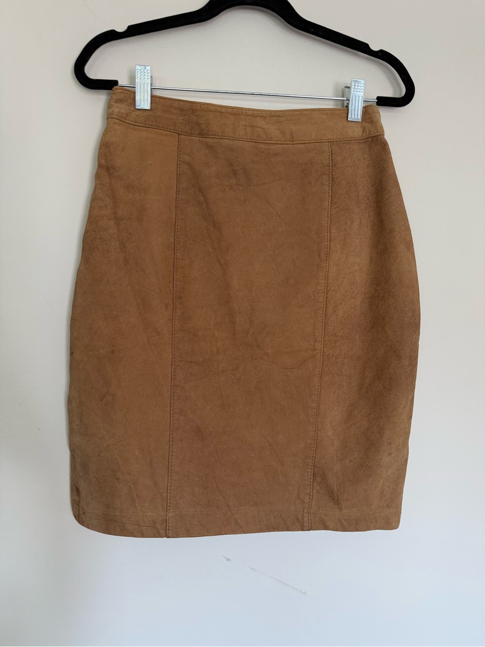VTG Emporio Gitano Brown Leather Mini Skirt Sz 7/8 Western Chic Minimalist Y2K
